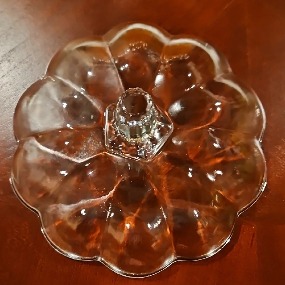 VTG Glass Pumpkin Candy/Snack/Treat/Decor Jar Canister with Lid/Ribbed Handle